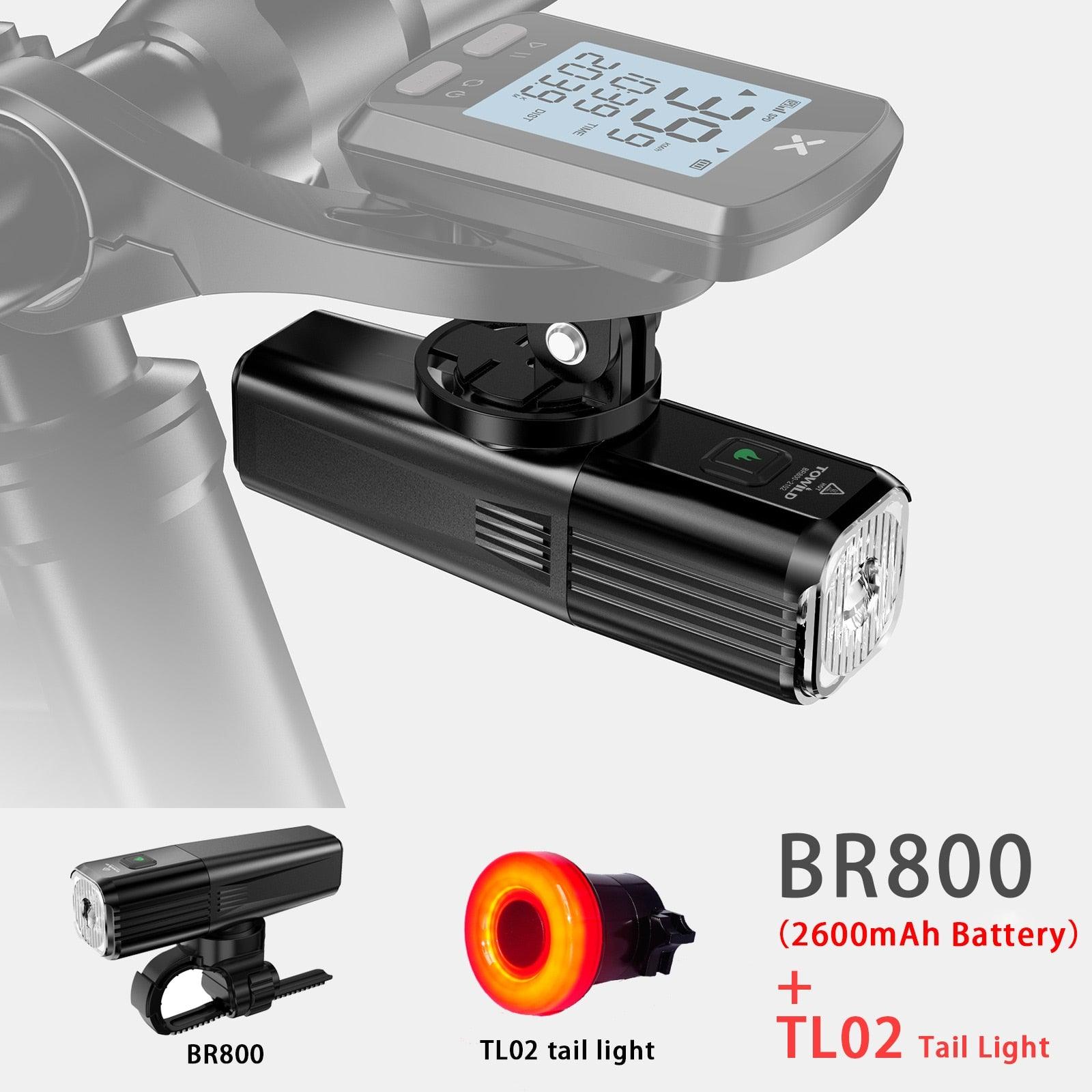 TOWILD BR800 800 lumens bicycle headlight glare flashlight USB charging headlight mountain bike riding equipment - Pogo Cycles