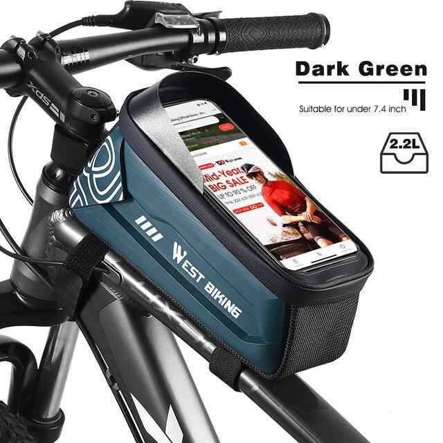 WEST BIKING Hard Shell TPU Bicycle Bag Touchscreen 6-7.4" Phone Stand Waterproof Front Beam Bag MTB Road Bike Cycling Equipment - Pogo Cycles