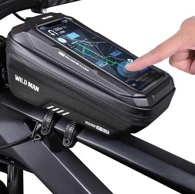 WILD MAN Bicycle Bag 5.5-6.6 Inch Phone Bag Waterproof Front Frame Bag Sensitive Touch Screen MTB Bag Road Bike Accessories - Pogo Cycles