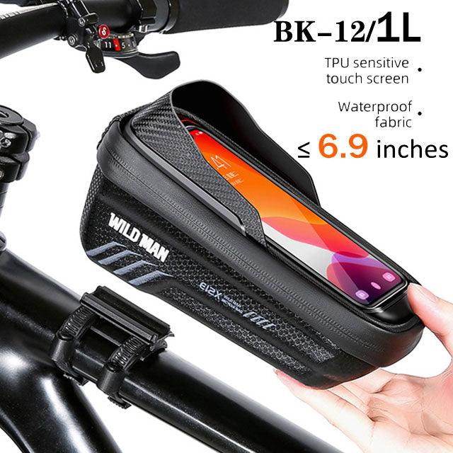 WILD MAN Bike Bag 2L Frame Front Tube Cycling Bag Bicycle Waterproof Phone Case Holder 7.4 Inches Touch Screen Bag Accessories - Pogo Cycles