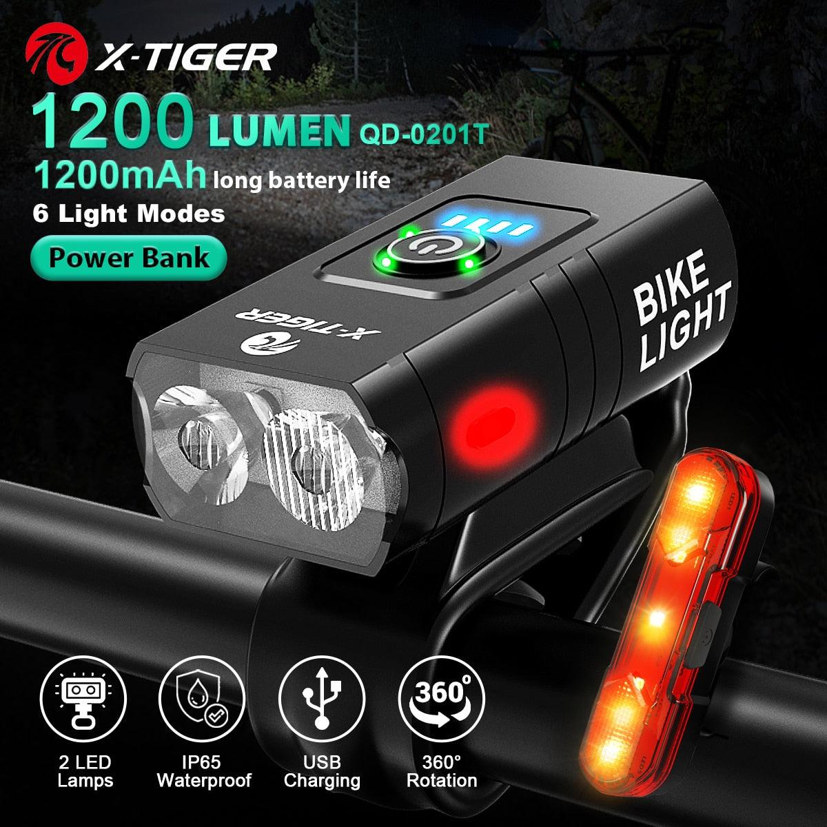 X-TIGER Bicycle Light Rainproof USB Charging LED Cycling Lights Front Lamp Headlight Aluminum Ultralight Flashlight Bike Light - Pogo Cycles