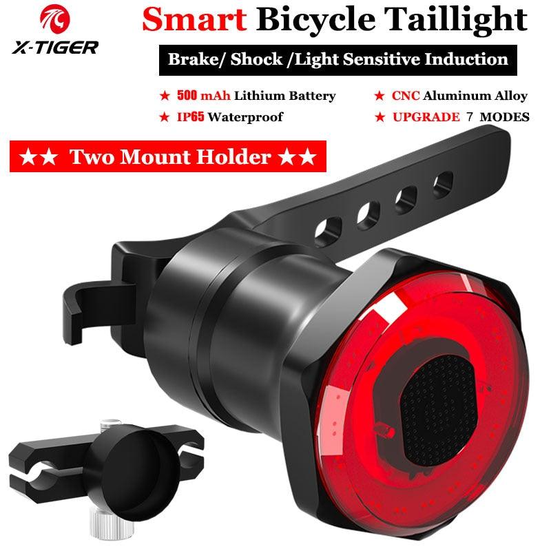 X-TIGER Bicycle Smart Auto Brake Sensing Light Waterproof LED Charging Cycling Taillight Bike Rear Light Warn Bicycle Tail light - Pogo Cycles